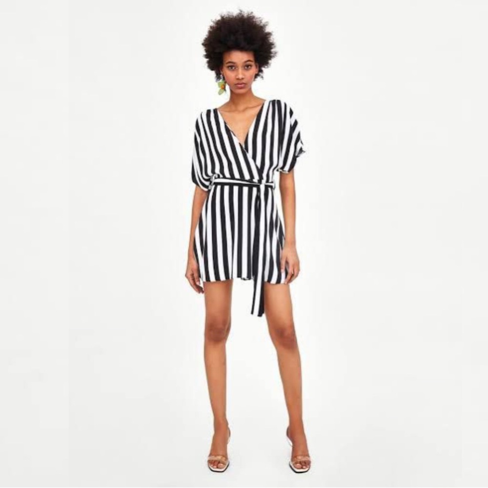 Zara Wrap Striped Romper - Picture 1 of 9